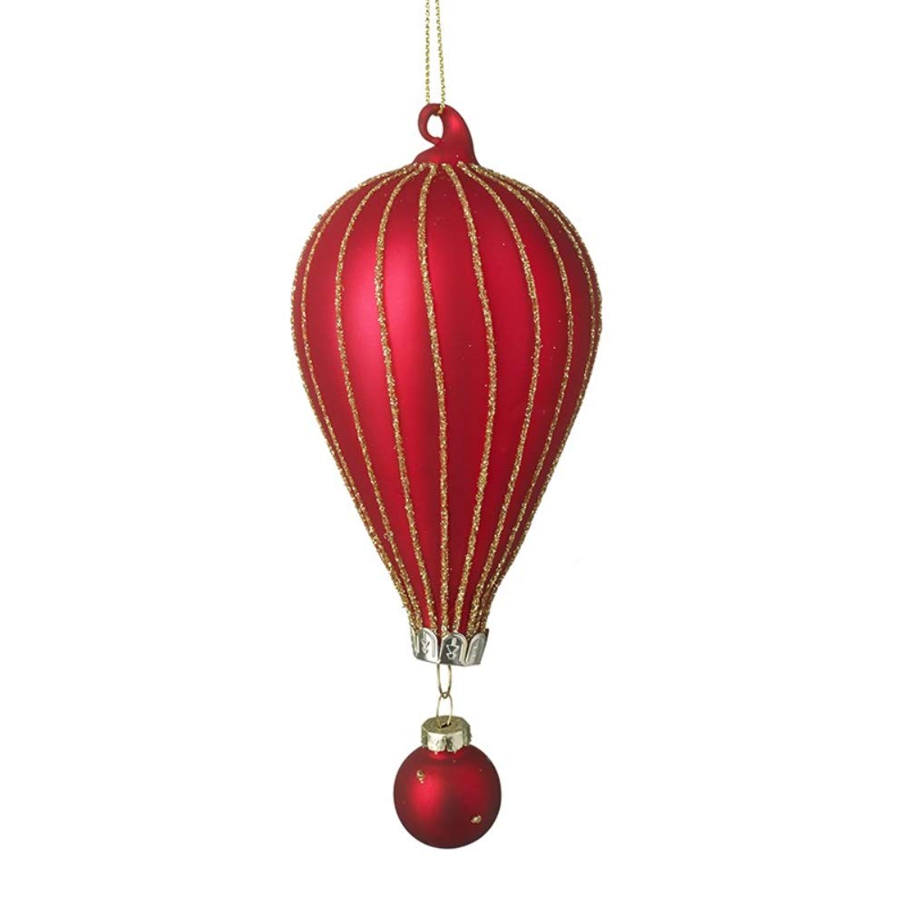 Heaven Sends Hot Air Balloon Style Christmas Tree Bauble/Decoration - Red & Gold - 17 cm