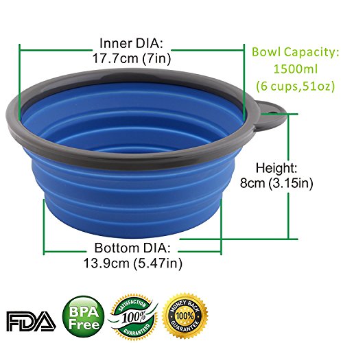 Roysili Extra Large Collapsible Dog Bowl, BPA Free Travel Bowl for Dog Cat Food Water, Foldable Cup Dish Feeder, Portable Travel Dog Bowl