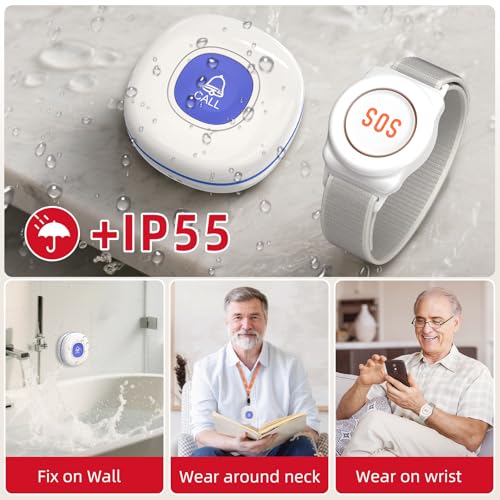 CallToU Wi-Fi Wireless Caregiver Pager Call Button for Elderly at Home , APP Emergency Alert for Seniors, Patients, and the Disabled with 1 Call Button, 1 Watch Button, 1 Receiver (2.4GHz Wi-Fi)