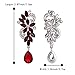 BriLove Women's Wedding Bridal Dangle Earrings Bohemian Boho Crystal Flower Chandelier Teardrop Bling Jewelry Ruby Color Silver-Tone