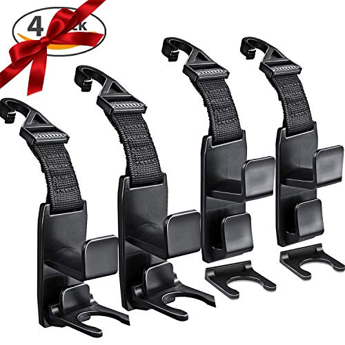 image for SUNER POWER Magic Car Headrest Hook - Pack of 4 - Universal Back Seat 