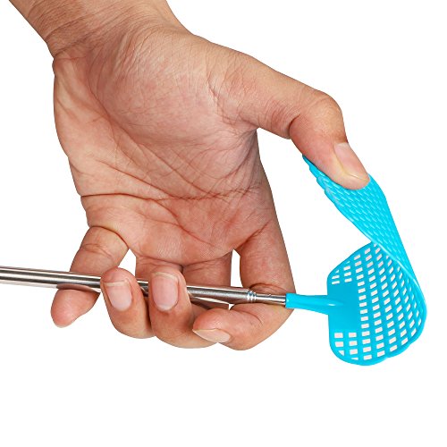 VIPITH 5 pack Extendable Fly Swatters, Durable Telescopic Mosquito Zapper Bug Killer with Plastic Surface Long handle and Anti Slip Grip (Red Blue Green Black Brown)