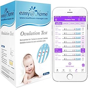 Easy@Home Ovulation Test Strips, 25 Pack Fertility Tests, Ovulation Predictor Kit, Powered by Premom Ovulation Predictor…