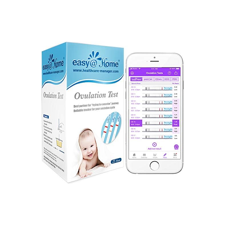 Easy@Home Ovulation Test Strips, 25 Pack Fertility Tests, Ovulation Predictor Kit, Powered by Premom Ovulation Predictor…