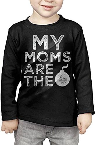 ZheuO Boys &amp; Girls Infant My Moms Are The Bomb Cozy 100% Cotton T-Shirts Unisex Black 5-6 Toddler