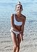 Shele Womens Two Piece Swimsuits One Shoulder Sexy Stripe Low Waist Bikini Set (Blue, L)