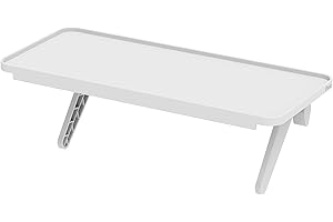 Pixio 12 inch White Monitor Storage Top Shelf - Adjustable Platform, Universal Fit, Holds Up to 13lbs, Works on TV, Flat, Curved Monitors, Storage for Webcams, Clocks, Phone, Figures