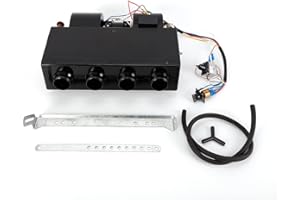 AreMOLO 4-Port A/C Under Dash Evaporator, Electrical Thermostat Air Conditioner Evaporator Portable Heater Cooler Assembly Unit with Heat and Cool Modes for Car and Truck, 3 Speed Air Flow