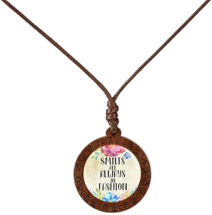 Sourire Sont Toujours A La Mode Inspiration Verre Dome Cabochon Bois Pendentif Collier Pour Femmes Hommes Nouvelle Citation De Conception Bijoux Cadeaux 5 Amazon Fr Cuisine Maison