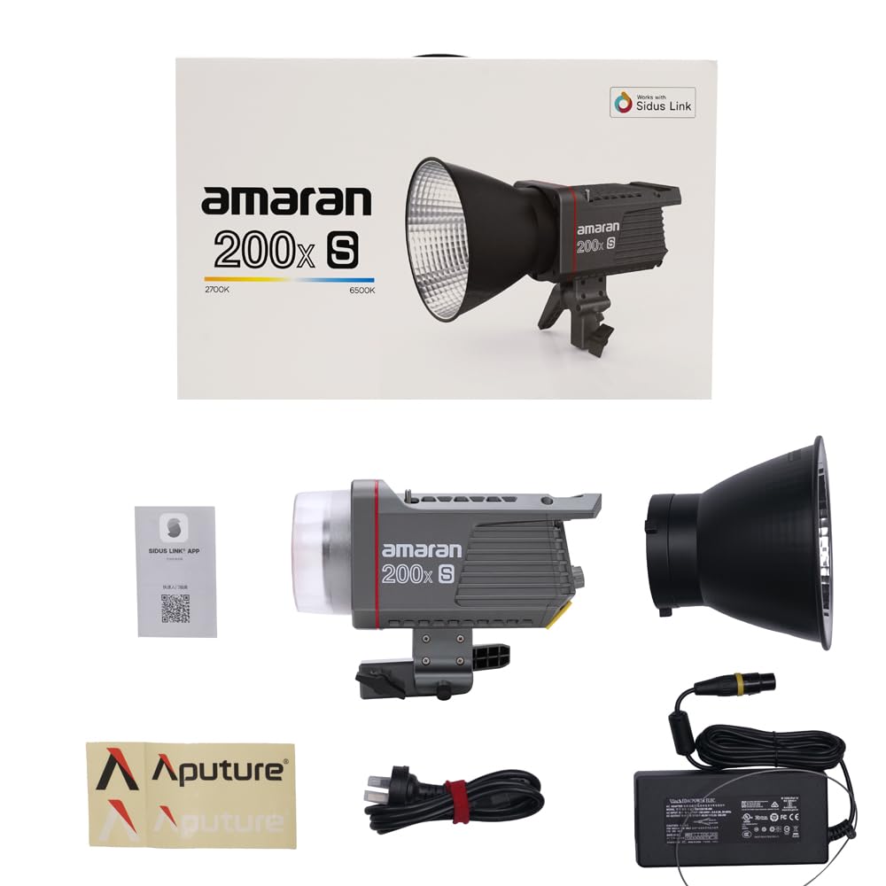 amaran 200xS Bi-Color LED Video Light, 250W 2700-6500k 51600lux@1m Bluetooth App Control 9 Built-in Lighting Effects DC/AC Power Supply