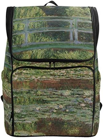 Canvas Backpack Monet's The Japanese Footbridge Water Lily Large Capacity School Daypack Bookbag Laptop Backpack