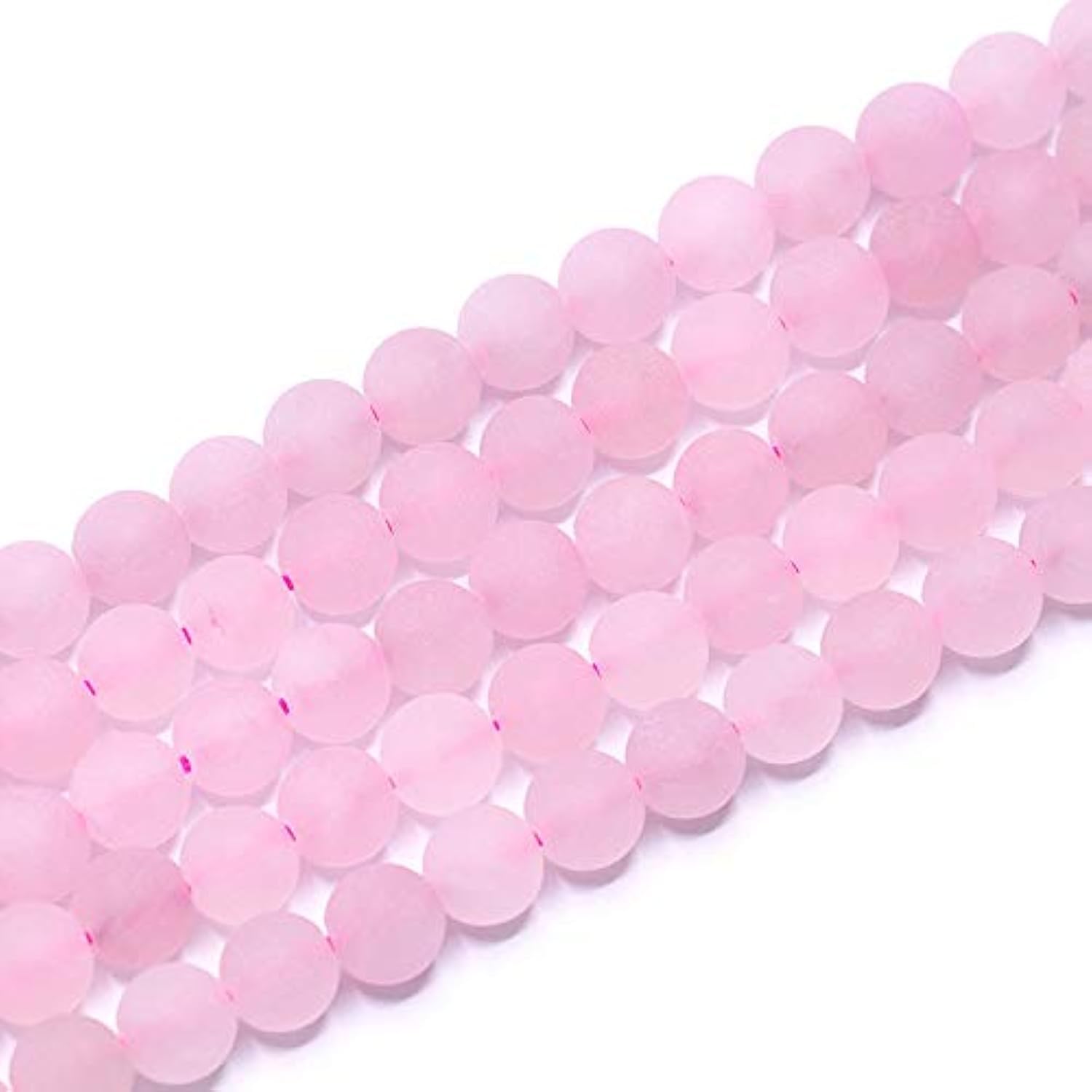 PLTbeads Natural Gemstone Loose Beads Matte Approxi 15.5 inch DIY Bracelet Necklace for Jewelry Making (8mm, Matte Rose Quartz)