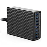 USB Wall Charger, 60W/12A 8-Ports Multi Wall Desktop USB Charging Station Hub with ISmart Technology for iPhone, iPad, Samsung Galaxy, Camera, Apple/Android Phones, Tablet, Power Bank and More(Black)
