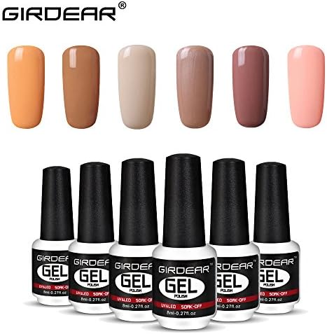 Girdear 6 Color UV LED Gel Nail Polish Soak Off Varnish Beauty Manicure Salon Nail Art Starter Kit 8ML #C008