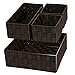 Posprica Woven Storage Drawer Closet Dresser Organizer Bins Basket for Nursery, Office, Home D&eacute;cor, Shelf Cabinet, Set of 4,Brown primary