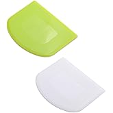 2 Pieces Dough Scraper Bowl Scraper Food-safe Plastic Dough Cutter Flexible Plastic Scraper Practical Bench Scraper Multipurp