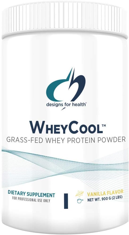 Designs for Health WheyCool - Grass Fed Whey Protein Powder Supplement with 22g Protein, May Support Athletes, Muscles + Weight Management - Non-GMO + Gluten-Free, Vanilla (30 Servings / 900g): Health & Personal Care