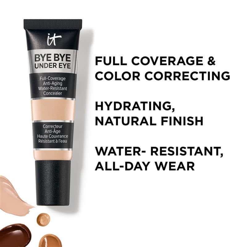 IT Cosmetics Bye Bye Under Eye Travel Concealer - Water-Resistant, 24H Full Coverage Brightening Concealer For Dark Circles, Fine Lines, Redness & Discoloration, Color Correcting Cream - 0.11 fl oz