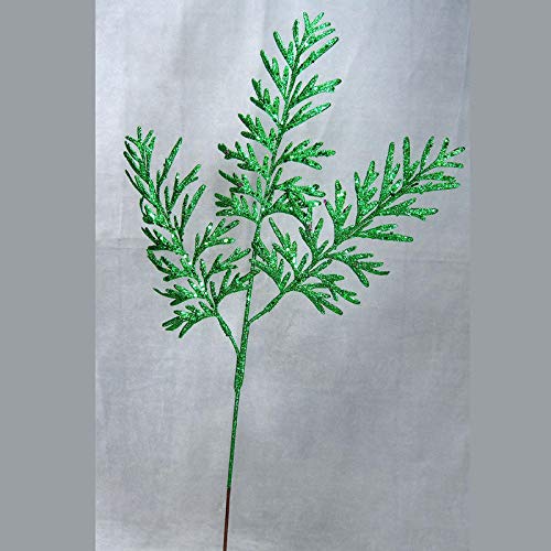 Factory Direct Craft Dark Green Glitter Leaves Sprays | Set of 6