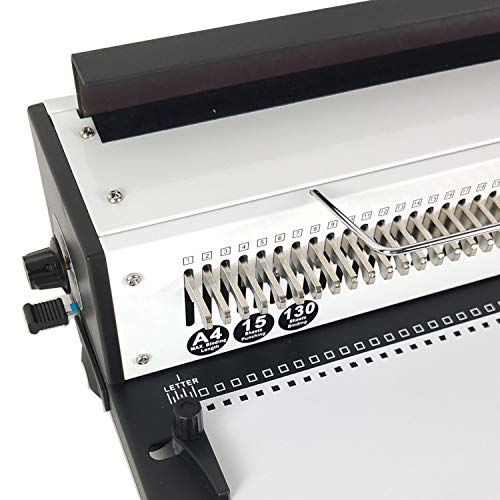 RAYSON TD-1500B34 Wire Binding Machine, 3:1 Pitch 34-Hole, 15-Sheet Punching & 120-Sheet Binding Capacity | Manual Punch Binder for Professional Reports, best choice for office and studio