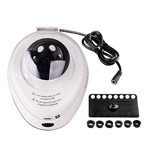 Mini Centrifuge - Four E's Scientific Bench-Top Centrifuge with 2 Interchangeable Rotors of 1.5/2mL x 6 and PCR 8 x 2-5400rpm max, 2000 x g max, Door Open Braking System - US Plug
