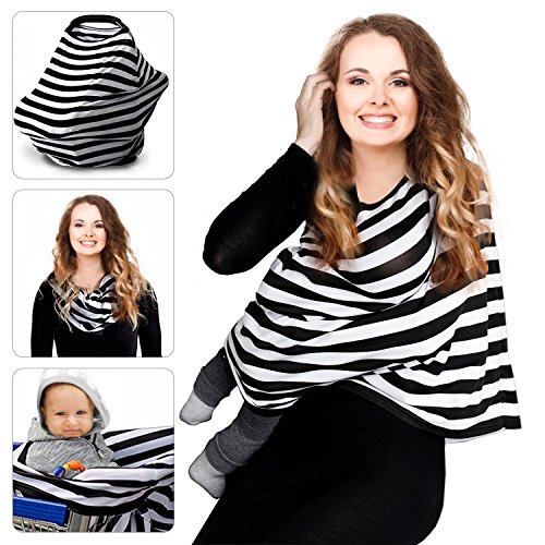 Nursing Breastfreeding Scarf Cover Baby Car Seat Canopy, Shopping Cart, Stroller, Carseat Covers for Girls and Boys - Perfect Gift for BreastfeedingGift for Breastfeeding