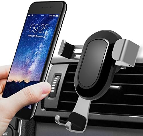 Cell Phone Holder for Car, BlueFit Car Phone Mount Air Vent, One Touch and Auto-Clamping for iPhone X 8/8s 7 Plus 6s Plus 6 SE Samsung Galaxy S8 Edge S7 S6 Note 8 5 and More Smartphone- Silver