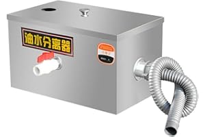 EAPMIC Stainless Steel Grease Trap Commercial Grease Trap Kitchen Wastewater Oil-water Interceptor Grease Trap Interceptor with Removable Fine Mesh Filter High-efficient Oil-water Separation Interceptor