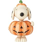 Enesco Peanuts by Jim Shore Halloween Collection Snoopy Dressed as a Pumpkin Miniature Figurine- Stone Resin Hand Crafted Painted Collectible Peanuts Snoopy Mini Figurines Home Decor Statue, 3.5 Inch