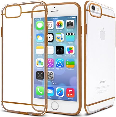 iPhone 6s case - apple iPhone 6 case - Thinnest iPhone 6/6s case - Port Covers - clear iPhone case - Natural phone feel - Best iPhone case for Maximum Protection  (Gold)