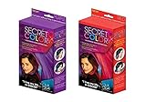 Secret Allstar Color Headband Hair Extensions Two Pack Bundle with One Purple and One Red