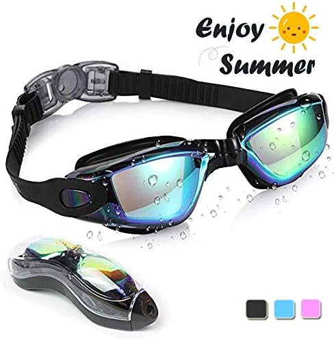 Lhyhxays Swimming Goggles, HD Anti-Fog and Anti-Leakage, Anti UV Protection, Soft Silicone Nose Bridge Safe Material, Adjustable Head Strap, Swim Goggles for Adult Men Women Kids
