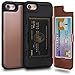 TORU CX PRO Compatible with iPhone SE 2020/iPhone 8/iPhone 7 Case - Protective Dual Layer Wallet with Hidden Card Holder + ID Card Slot Hard Cover & Mirror - Rose Gold