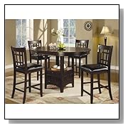 Counter Height Dining Sets 5pc Counter Height Dining Table and Stools Set Dark Cappuccino Finish
