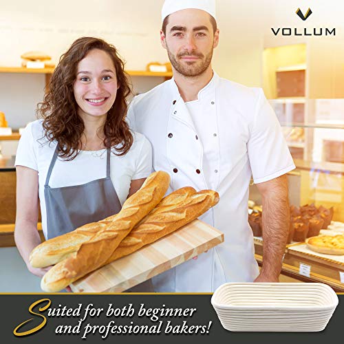 Vollum Bread Proofing Basket Banneton Baking Supplies for Beginners & Professional Bakers, Handwoven Rattan Cane Bread Maker for Artisan Breads, 12.25 x 6 x 3.5 Inch, 2-Pound Rectangular Brotform - Thumbnail 5