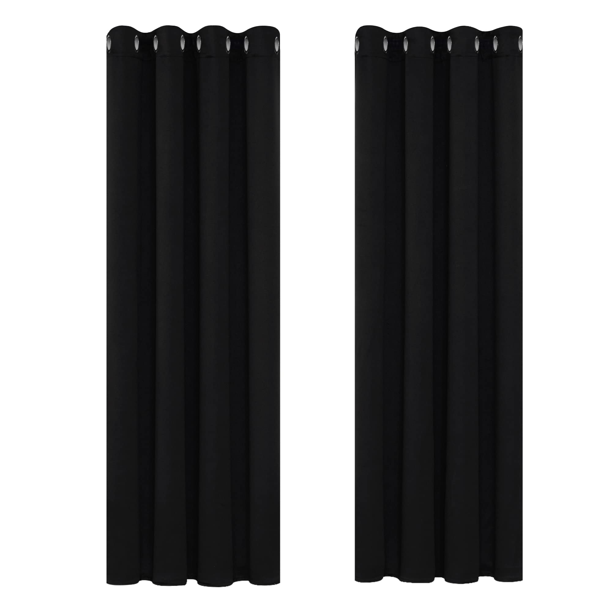 Deconovo Curtains 72 drop Eyelet Thermal Insulated Bedroom Black out Panels Ring Top Blackout Curatins for Kids Bedroom 46 x 72 Drop Inch Black 2 Panels