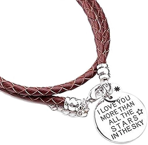 I Love You More Than All The Stars In The Sky Brown Hand Stamped Bracelet Amazon Co Uk Jewellery