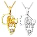U7 Africa Map Pendant With Lion 18K Gold Plated Flat Chain Women Men Necklace