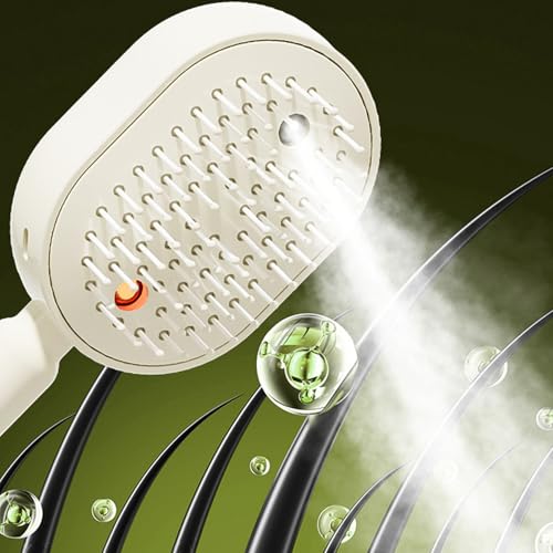 Electric Steam Brush, Hairbrush Mister Tool, Rechargeable Hair Straightener Brush with Detangling Comb, Portable Cordless Hair Tool, Ideal for Home Hair Cleaning Styling (A)