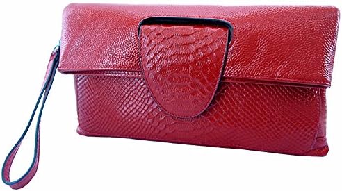 Crocodile pattern leather clutch bag, ladies folded envelope bag, Europe and America Messenger bag,gules