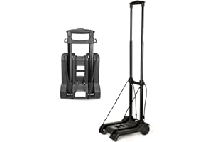 Acroma Folding Luggage Cart with 2 Elastic Ropes, 77 lbs Portable Hand Truck, 2-Wheeled Utility Dolly Cart Ideal for Travel, Moving, Shopping, Office Use and More