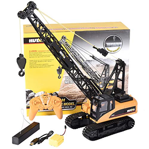 Bravetoshop 2.4G 15CH Alloy Crane Truck Engineering Vehicle RC Car for Kids, Interesting Functional Remote Control Cable Crane