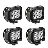 LED Light Bar YITAMOTOR 4PCS 18W 4Inch Led Spot Work Light Led Light Pod Off Road Lights Led Fog Light Truck Lights Driving Lights Waterproof 4WD SUV ATV Truck Boat 12V 24V, 2 Years Warranty