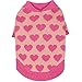 Blueberry Pet Cutie V-Neck Dog Sweater in Shrimp Color with Pink Hearts, Back Length 16