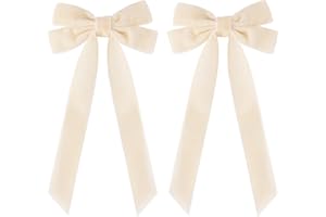 AILEAM 2PCS Velvet Hair Bows White Hair Ribbon Clips Big Fall Alligator Clips Hair Accessories for Women Girls Toddlers Kids Baby