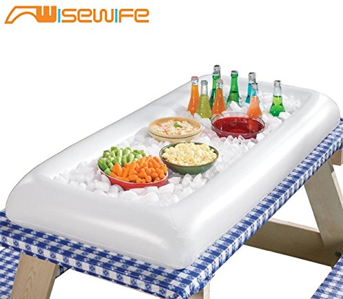 1 Pack Inflatable Salad Bar Buffet Ice Cooler Beverage Serving Bar Food Drink Holder for Party Picnic BBQ Luau with Drain Plug by Wisewife - Thumbnail 3