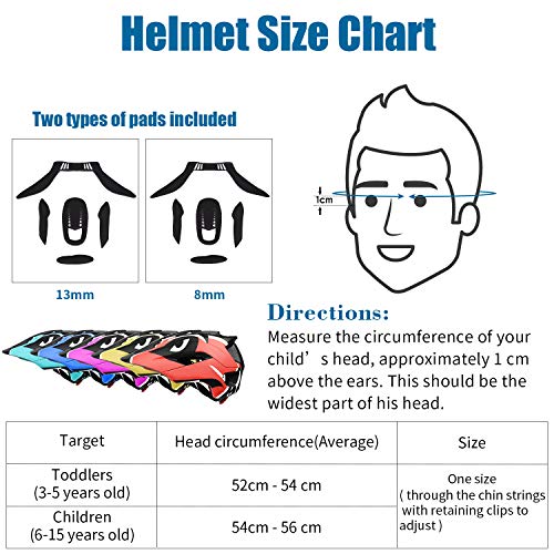 Kids Bike Helmet 3-15 Years, CE Certified Breathable Ultralight Adjustable Cycling Helmet Toddler for Bicycle, Skateboard, Scooter, Rollerblading, Children Protective Gear (20-22 Inches) (5 Colors)