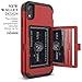WeLoveCase for iPhone XR Wallet Case Design with Card Holder and Hidden Back Mirror Three Layer Heavy Duty Protection Shockproof All-Round Armor Protective Case for iPhone XR, Red