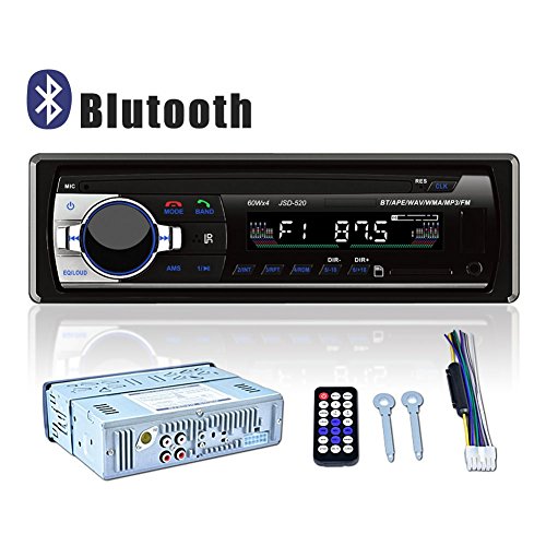 TekkPerry Car MP3 Player, MP3 Car Stereo Receiver with Bluetooth, USB Port and SD Card, BT/APE/WAV/WMA/MP3/USB/SD FM Car Stereo with Single Din FM Radio 3.5mm Auxiliary Input Remote Control