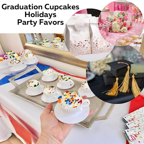 Evelots Teacup Silicone Cupcake Liners 24 Pc Set Oven Safe Baking Set